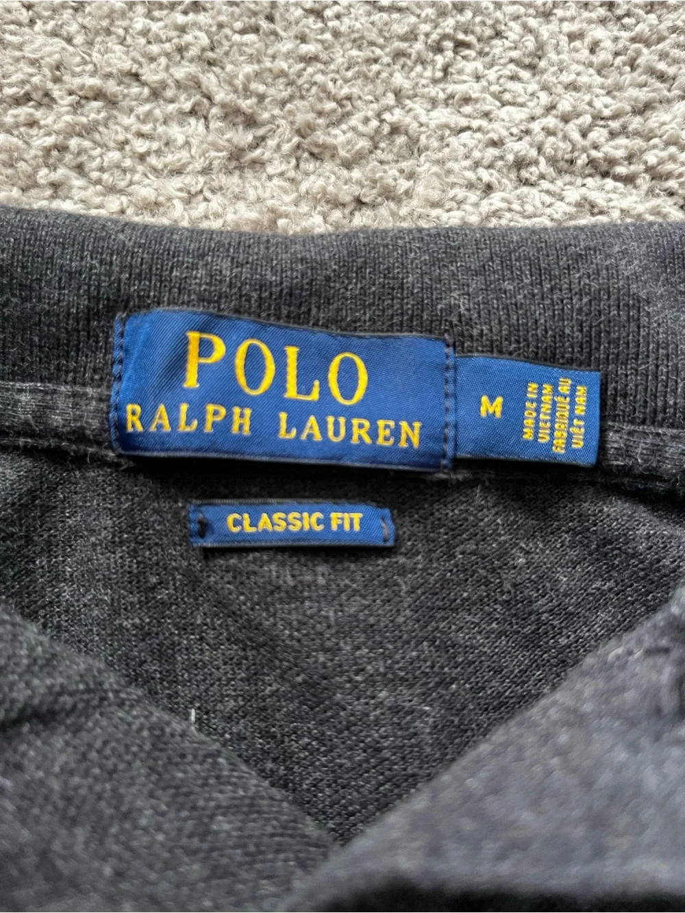Polo by Ralph Lauren Gray Embroidered Crest Polo Shirt - Men’s Size M